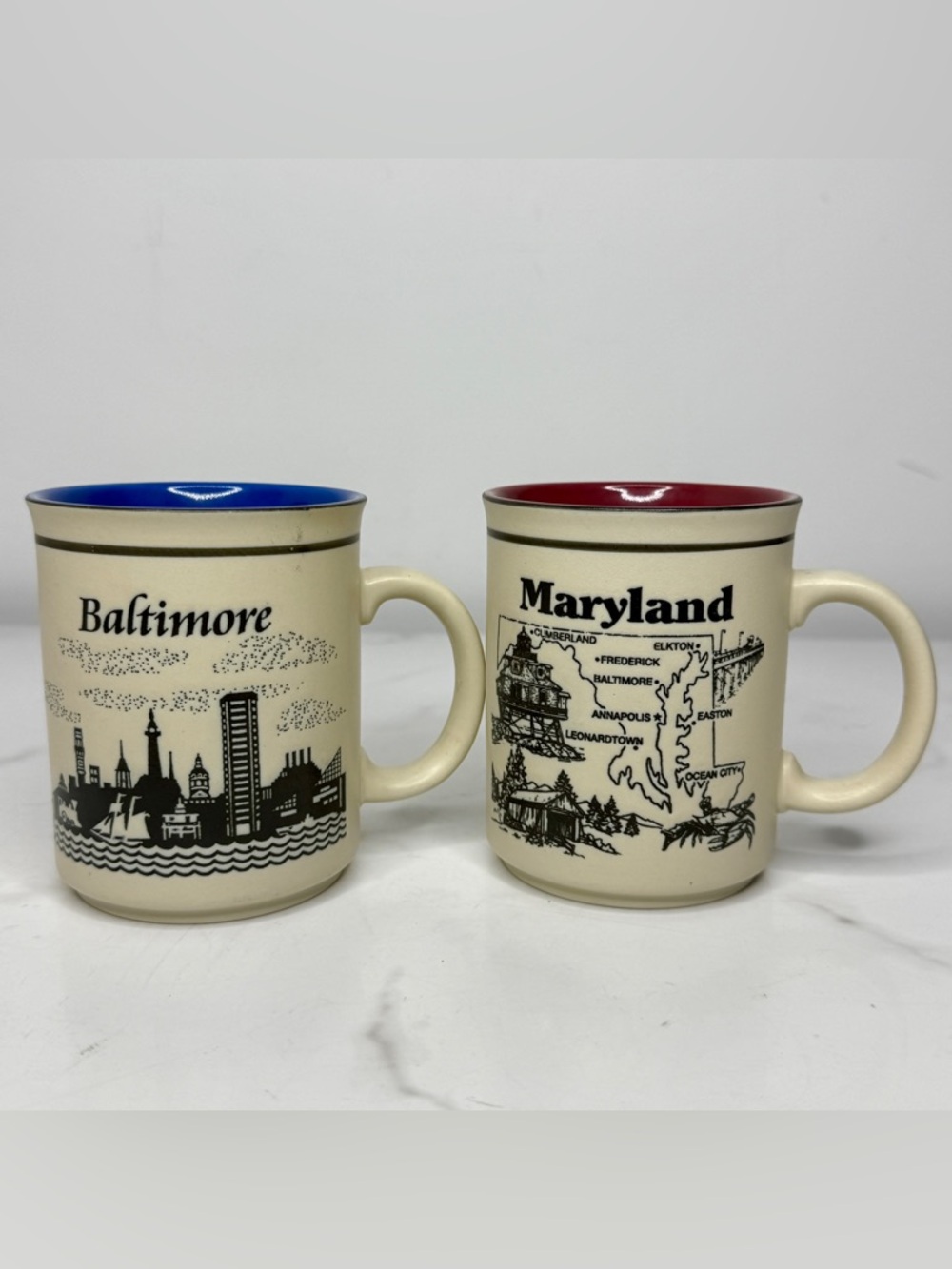 Vtg. Baltimore & Maryland MD Cityscape Skyline Souvenir Coffee Mug Cup Embossed